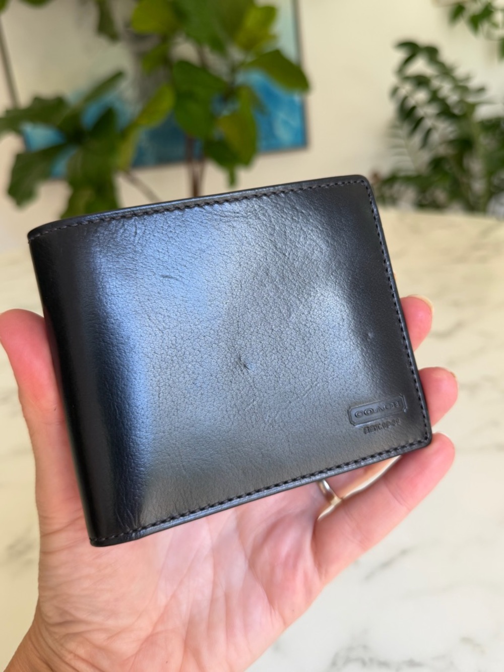 NWT Coach Vintage Water Buffalo Leather Bifold ID Wallet Black 4657 90's Y2K - Picture 7 of 13